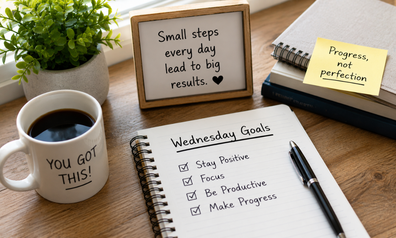 Wednesday motivation planner and inspiring workspace